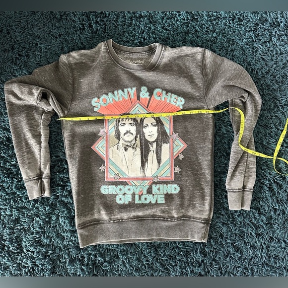 Recycled Karma Grey Burnout Sonny and Cher crewneck Sweatshirt Size Small - Picture 2 of 12